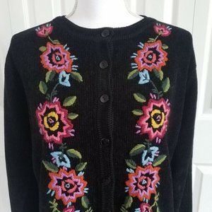 Knitted Embroidered Cardigan Button-Down Sweater Y2K Cottagecore Coastal Granny